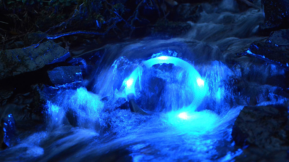 Collier lumineux LED LEUCHTIE dans le ruisseau de montagne